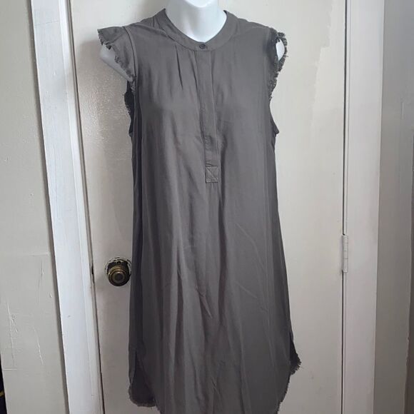 SPLENDID Henley Military Olive Fringe Hem Tunic Dress-S - Picture 3 of 9